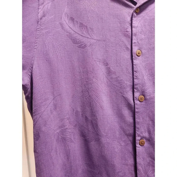 Tommy Bahama 100% Silk Tropical Textured Button Down Shirt Sz L - Picture 4 of 10